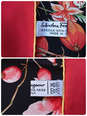 Salvatore Ferragamo スカーフ 約87cm正方形 Vintage] Salvatore Ferragamo Scarf Silk 100％ 87cm square