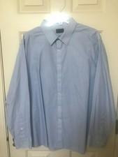 Arrow Men  s Button Up LS Dress Shirt Size XXL18 34/35 Blue Pin Stripe Slim Fit
