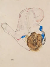 Egon Schiele Nude With Blue Stockings Wall Art Print Framed 12x16