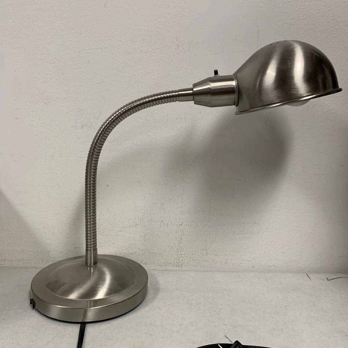 Vintage IKEA Swan Neck Silver Nickel Plated Work Lamp, Table Articulating  Lamp