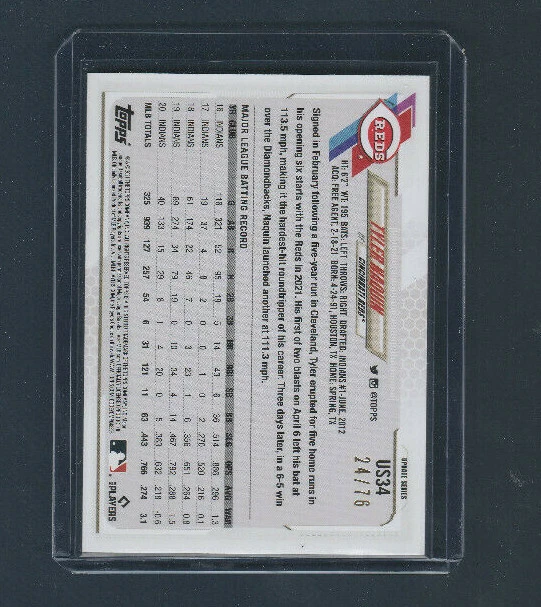 2021 Topps Update Series /76 Independence Day # US34 Tyler Naquin - Image 2 of 2