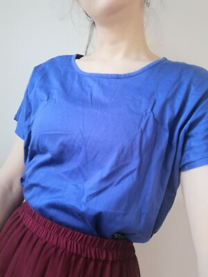 True Vintage T-Shirt 70er 80er 90er blau 100% Baumwolle 46 onesize 
