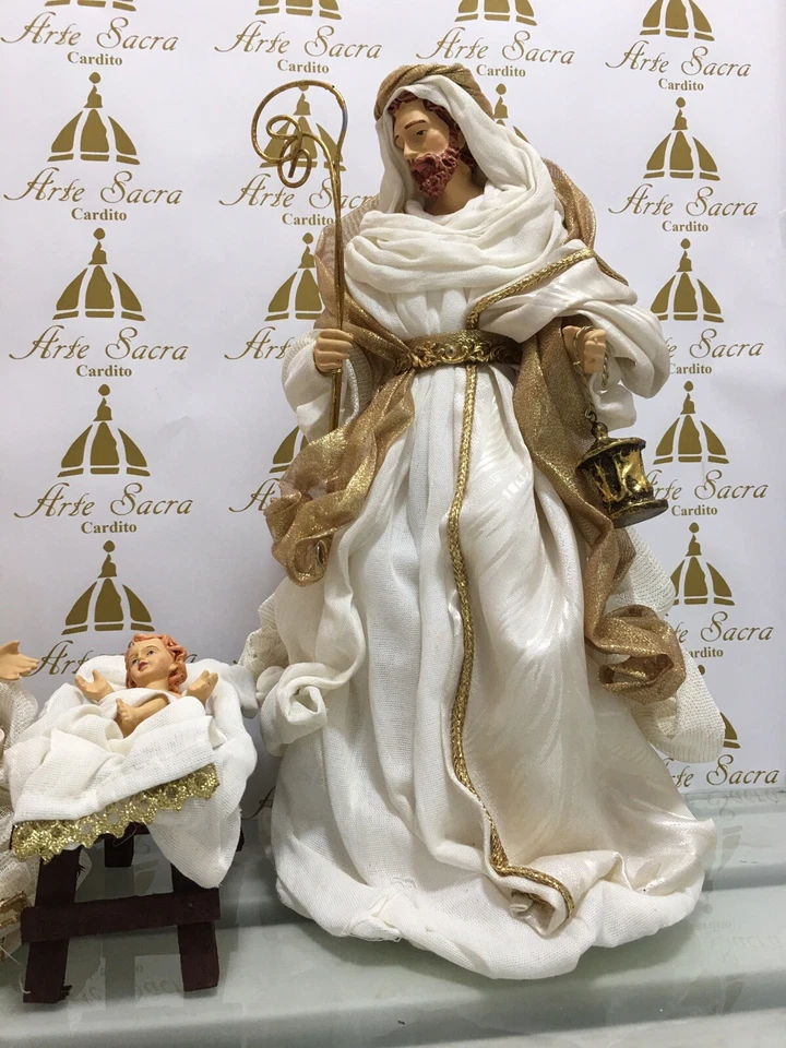 Set Statue Natività Presepe Completo 6 Pezzi in resina vestita in stoffa 39 CM - Immagine 4 di 4