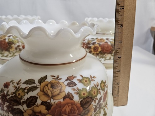 Pantalla de lámpara de vidrio esmerilado vintage con chimenea de vidrio MCM diseño floral base de 6,5" - Imagen 18 de 19