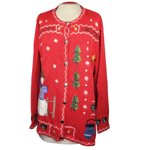 Red Christmas Cardigan Sweater Size 