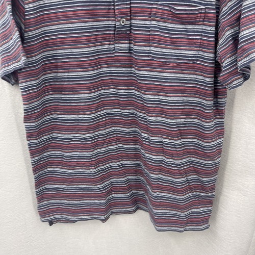 Billy Reid Polo Shirt Men's Short Sleeve XL Blue Striped Cotton Preppy Golf y2k - Picture 2 of 13