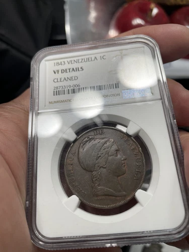Venezuela  1843  -  1 Centavo cent 1843 Liberty Monaguero NGC VF