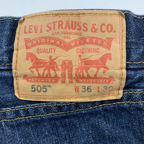 Levi's 505 Regular Fit Straight Leg Blue Jeans Men's 36x30 - Black Rinse - 第 3/8 張圖片