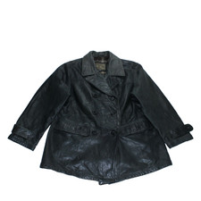 Armani Jeans Heavy Leather Jacket Vintage Button Uk Size 12 Biker Designer Lined