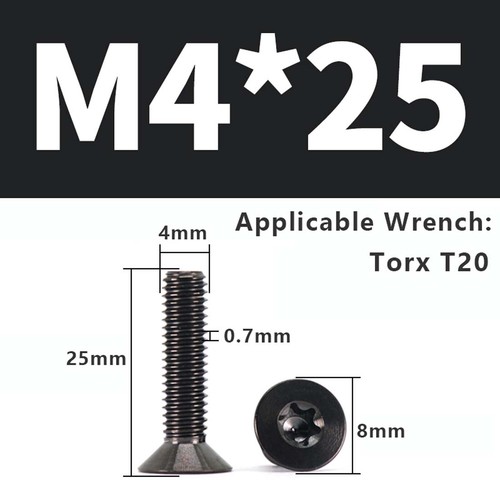 Titanium Bolt M4 M5 M6 Flat Head/Countersunk Socket Cap Screw Bicycle Motorcycle - Picture 83 of 99