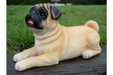 Laying Dog Ornament  Pug Dog Garden Ornament Outdoor Statue Figure