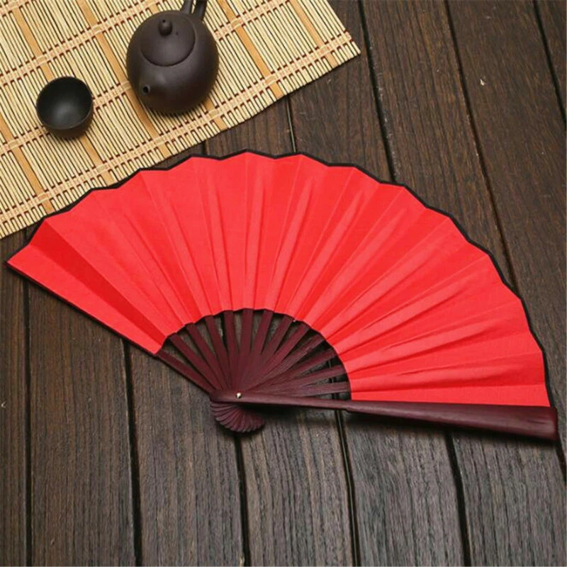 Ventilador de mano plegable chino de kung fu tai chi 1 pieza rojo negro blanco Foto 4 de 4