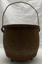 Cauldron Cast Iron Enamel Handle Bail 3 Leg Foot Bean Pot Kettle Crock Soup 7