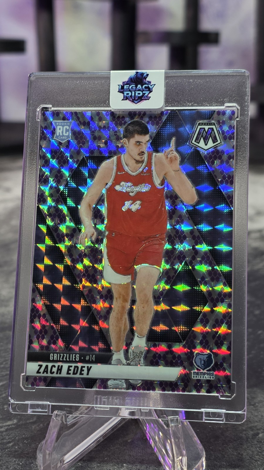 2024-25 Mosaic Zach Edey /24 SNAKESKIN Purple #248 (RC) Grizzlies