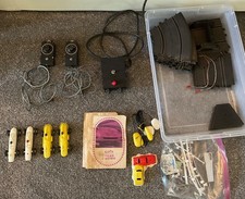Vintage Eldon Road Racing Set W 4 Slot Cars Remotes Transformer Acc Untested