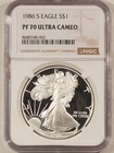 1986-S $1 1 OZ .999 PROOF AMERICAN SILVER EAGLE NGC PF-70 ULTRA CAMEO FIRST YEAR