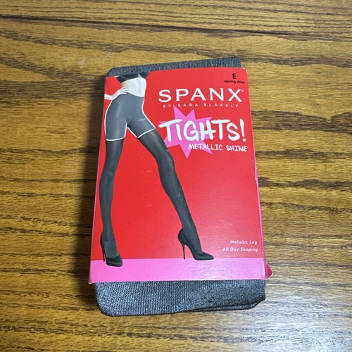 NWT Spanx Women's Sz E Tights Sterling Metalic Shine All Day Shaping