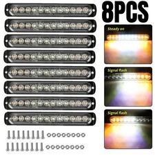 8X 12 LED Strobe Light Bar Car Truck Flashing Warning Hazard Beacon Amber/White