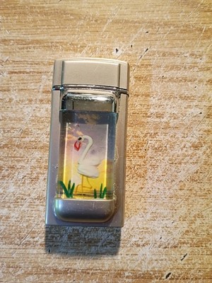Vintage Novelty Refillable Butane Lighter Stork, Flamingo, Crane, Sky