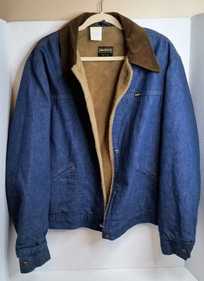 Vintage Maverick Sherpa Lined Denim Jacket Corduroy Collar 70s USA *As Is*