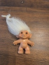 VTG Rare 1960s Dam Troll Doll Long White Hair Amber Glass Eyes 3