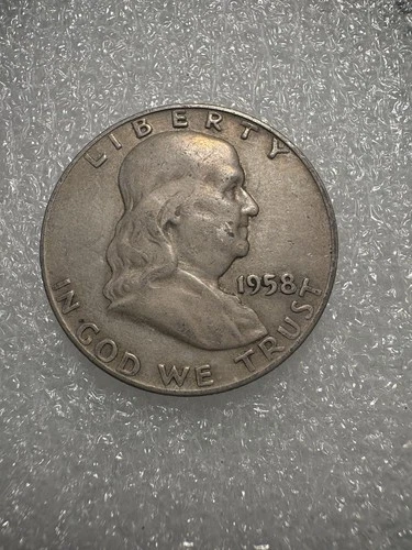 1958 Franklin Half Dollar Denver Mint 50C 90% Silver Circulated Business Strike