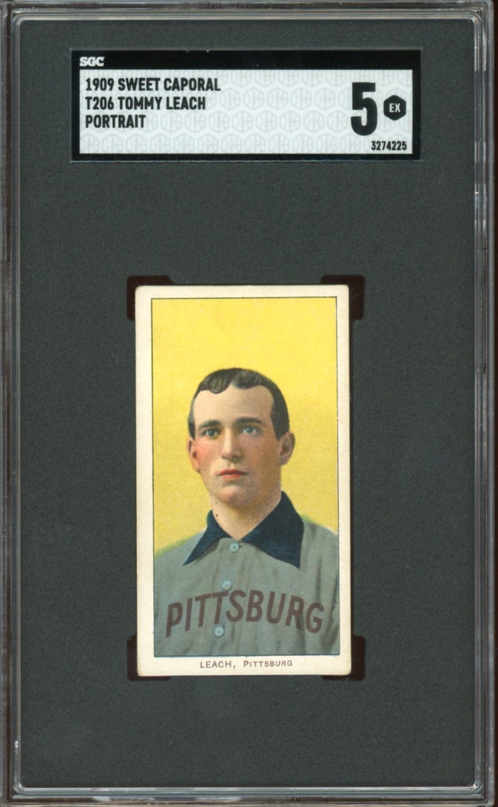 1909-11 T206 Sweet Caporal Baseball Tommy Leach Portrait SGC 5