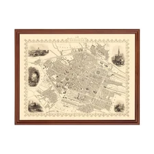 Old Map of Brussels 1851 - Vintage Belgium Art Wall Decor Pr