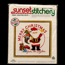 Vintage 1980 Sunset Stitchery Merry Christmas From Santa Needlepoint Kit