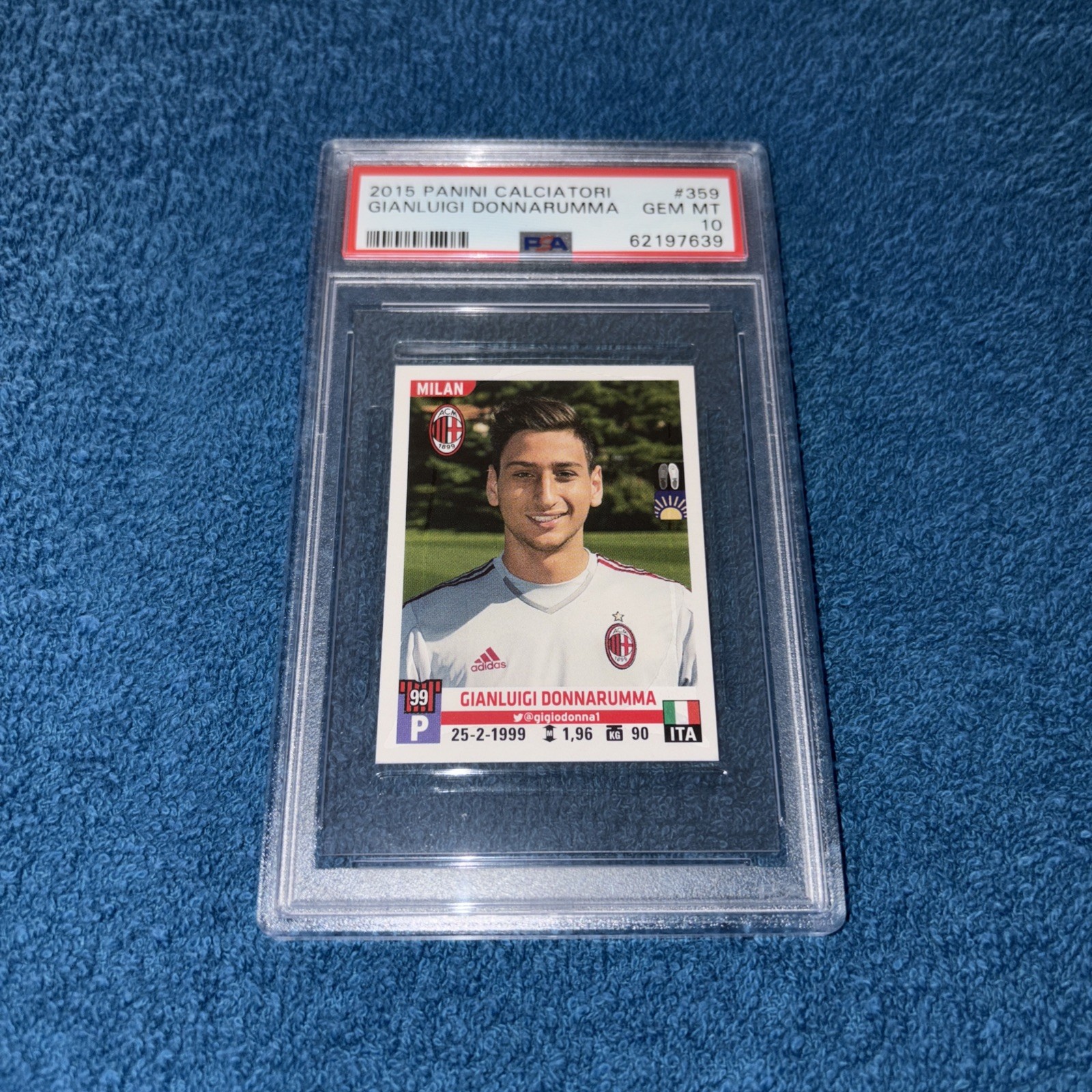 Gianluigi Donnarumma 2015 Panini Calciatori Rookie Sticker #359 PSA 10 AC Milan