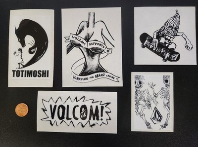 VOLCOM Surf Snowboard BMX Skateboard 5 Sticker Set Flawless NEW old stock  #24