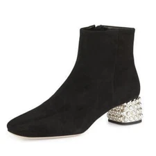 MIU MIU Short Boots Shoes EU 37.5 US 7.5 Black Authentic