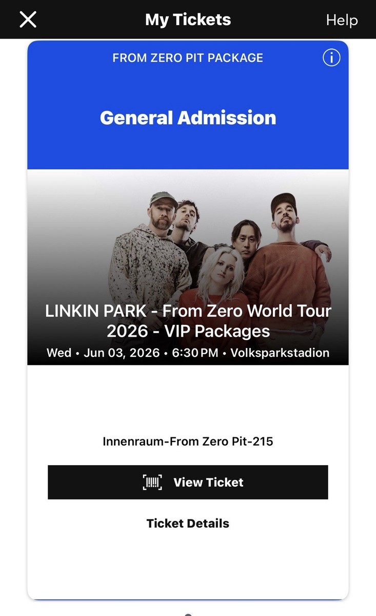 Linkin Park From Zero VIP Pit Package - Hamburg, Germany - June 3