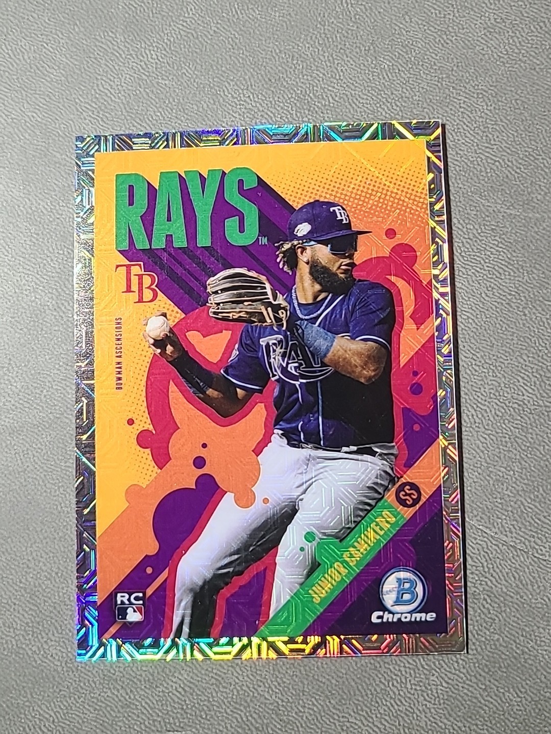 2024 Bowman Chrome Mega Ascensions Junior Caminero RC Case Hit Tampa Bay Rays 