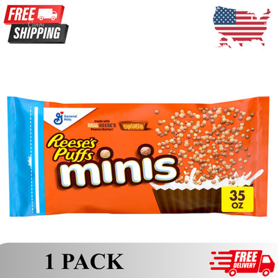 Reese's Puffs Minis Breakfast Cereal, Chocolate Peanut Butter Cereal, 35oz