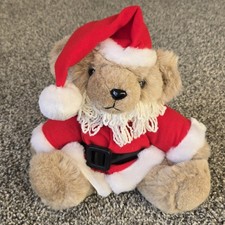 VINTAGE 1985 Christmas Santa Bear Holiday Plush 12  Costume Hat Beard Jointed