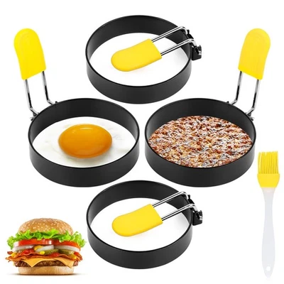 Spiegeleiform für Bratpfanne 4 Stück Pancake Form Egg Ring Rund Spiegelei - Bild 1 von 4
