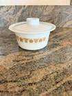 Vintage Pyrex #75 Butterfly Gold Butter Tub with Lid MCM Milk Glass Retro 1970s