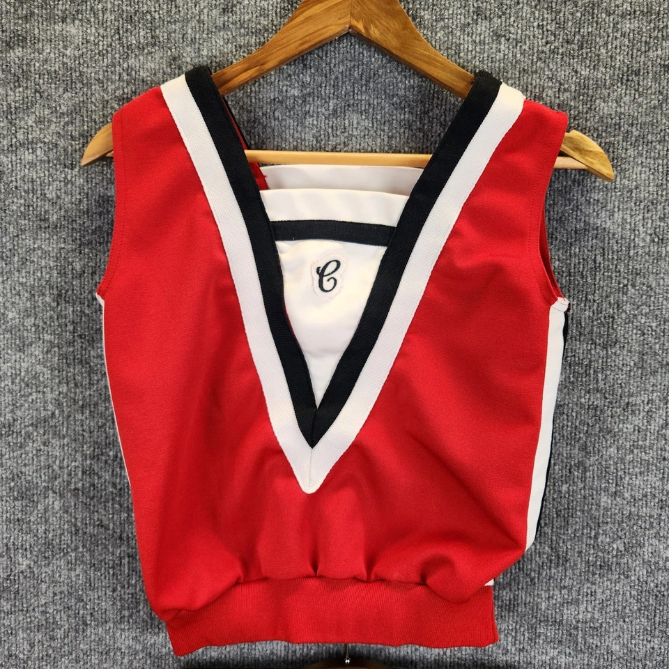Conjunto de animadora vintage niñas sin talla etiqueta uniforme rojo hecho en EE. UU. 2 piezas Foto 2 de 4
