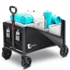 Foldable Wagon Cart 160L- 3 in 1 Collapsible with Wheels 2 Cup Holders