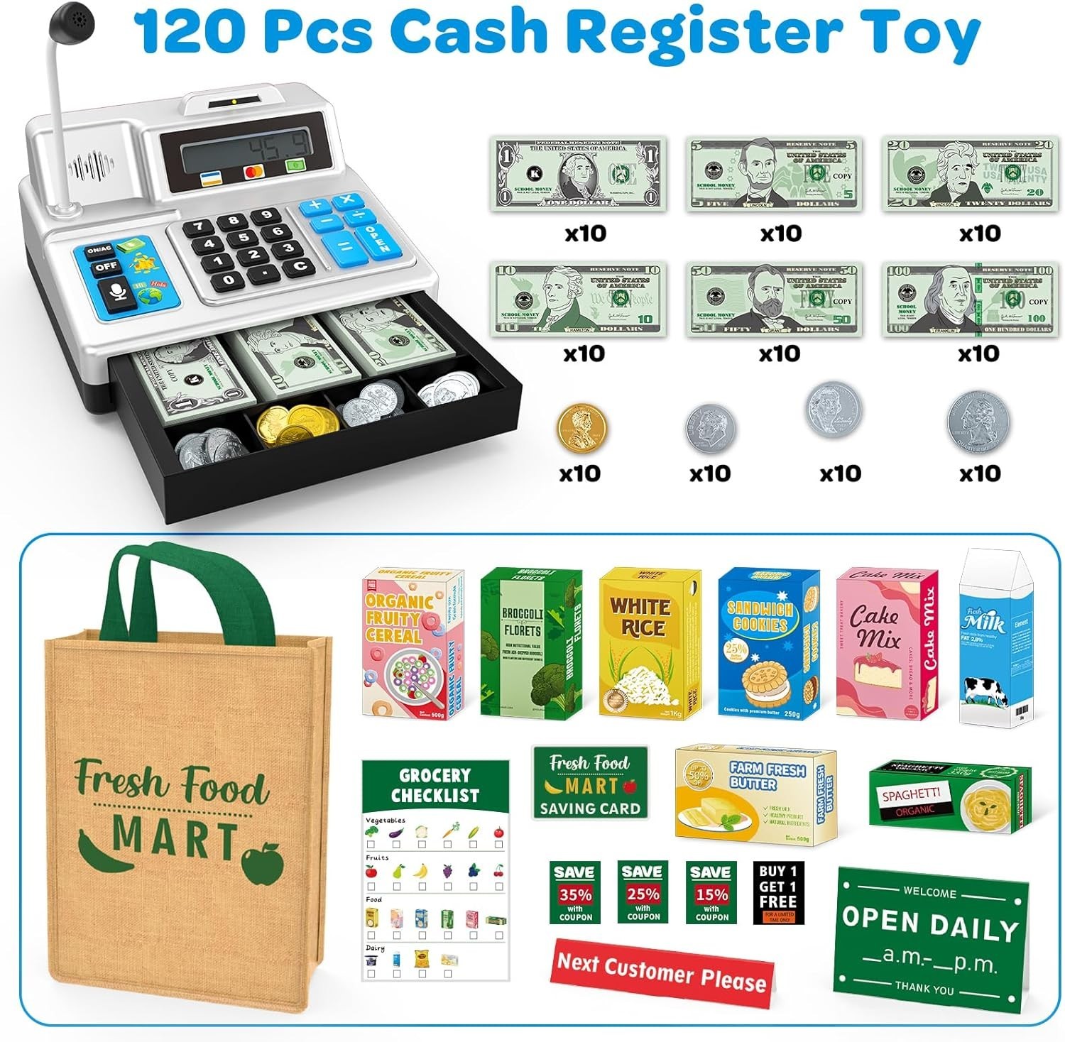 как выглядит Educational Grocery Store Playset - Realistic Cash Register Toy for Ages 3-8 фото