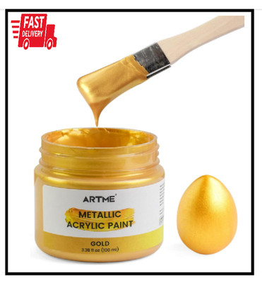 Metallic Gold Acrylic Paint, 100ML Non-Toxic, Non-Fading Gold Leaf Paint for Art