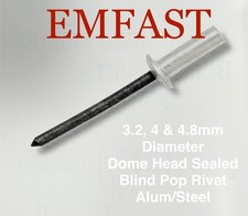 Pop Rivet Sealed 3 3.2 4 4.8 Aluminium Steel Closed Dome Head Blind Alum