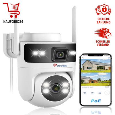 Ctronics PoE Überwachungskamera Aussen WLAN Dual-Lens, 5GHz/2,4GHz Dualband