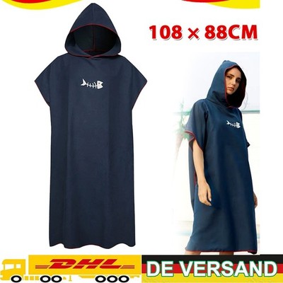 Badeponcho Strandtuch Mikrofaser schnelltrockend Unisex Bademantel Poncho Kapuze