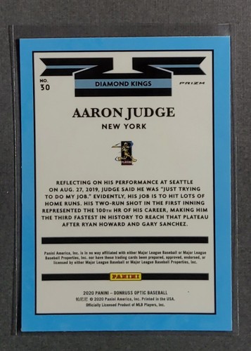 2020 Optic Aaron Judge Diamond Kings Pink Prizm - Picture 2 of 2