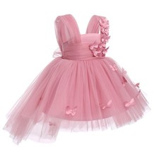Flower Girls Butterfly High Low Tutu Dress for Baby First Communion Wedding P...