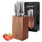 Oleio Maestro Messerblock Set, 5-teiliges Messerset mit Messerschärfer