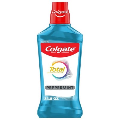 Colgate Total Alcohol Free Mouthwash, Peppermint for 33.8 Fl Oz (Pack of 3) 