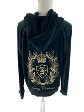 Juicy Couture Womens XL Velour Track Jacket Full Zip Y2K Spellout Hoodie Bling